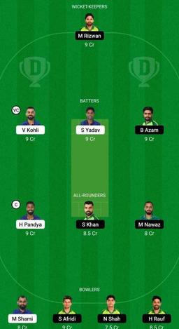 India vs Pakistan Dream11 Prediction Fantasy Cricket Tips Dream11 Team ICC Men's T20 World Cup 2022 