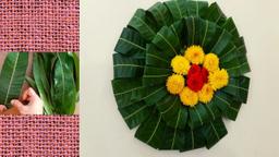 Mango Leaves Back Drop/Background Idea For Varamahalakshmi Pooja/ Pooja | leaf  Decor | A2 Crafts - YouTube