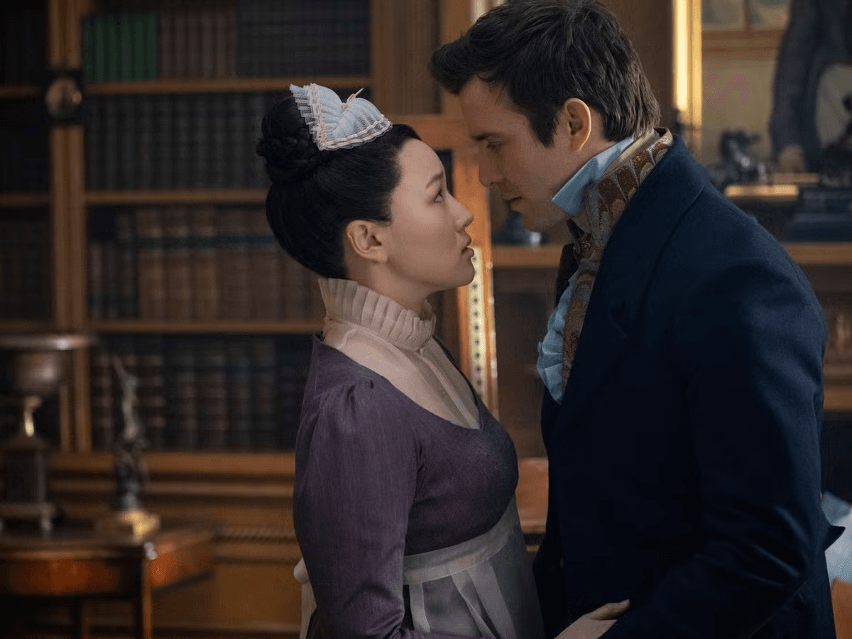 Benedict and Sophie in the library 