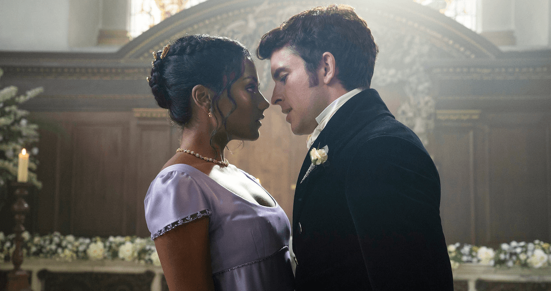 Two characters about to kiss