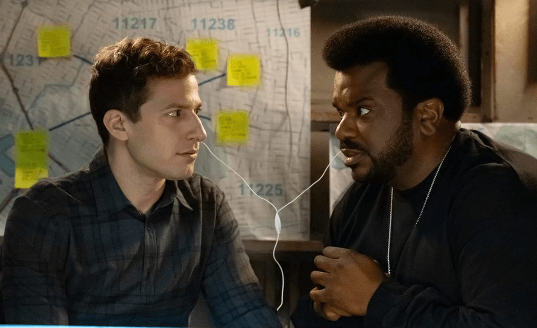Doug Judy and Jake Peralta looking at each other