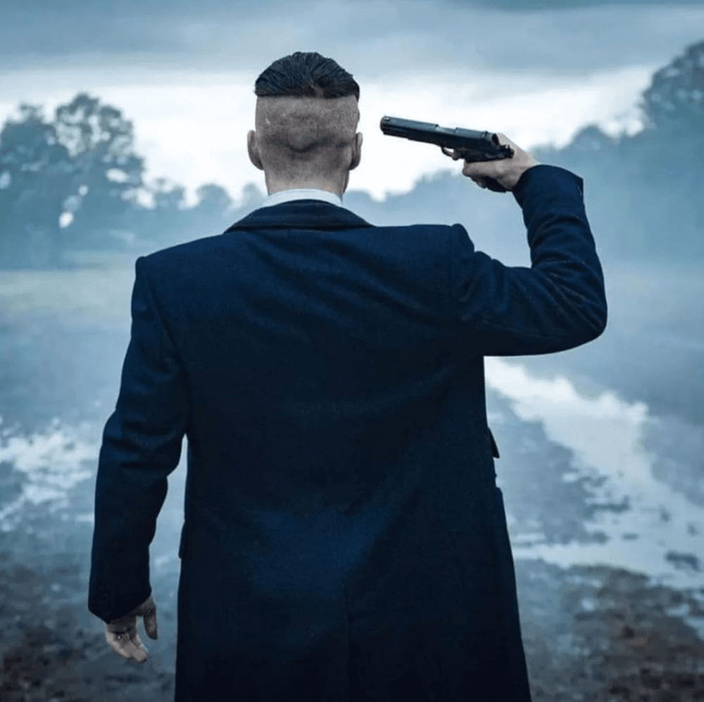 Tommy Shelby pulling a gun on himself in Peaky Blinders