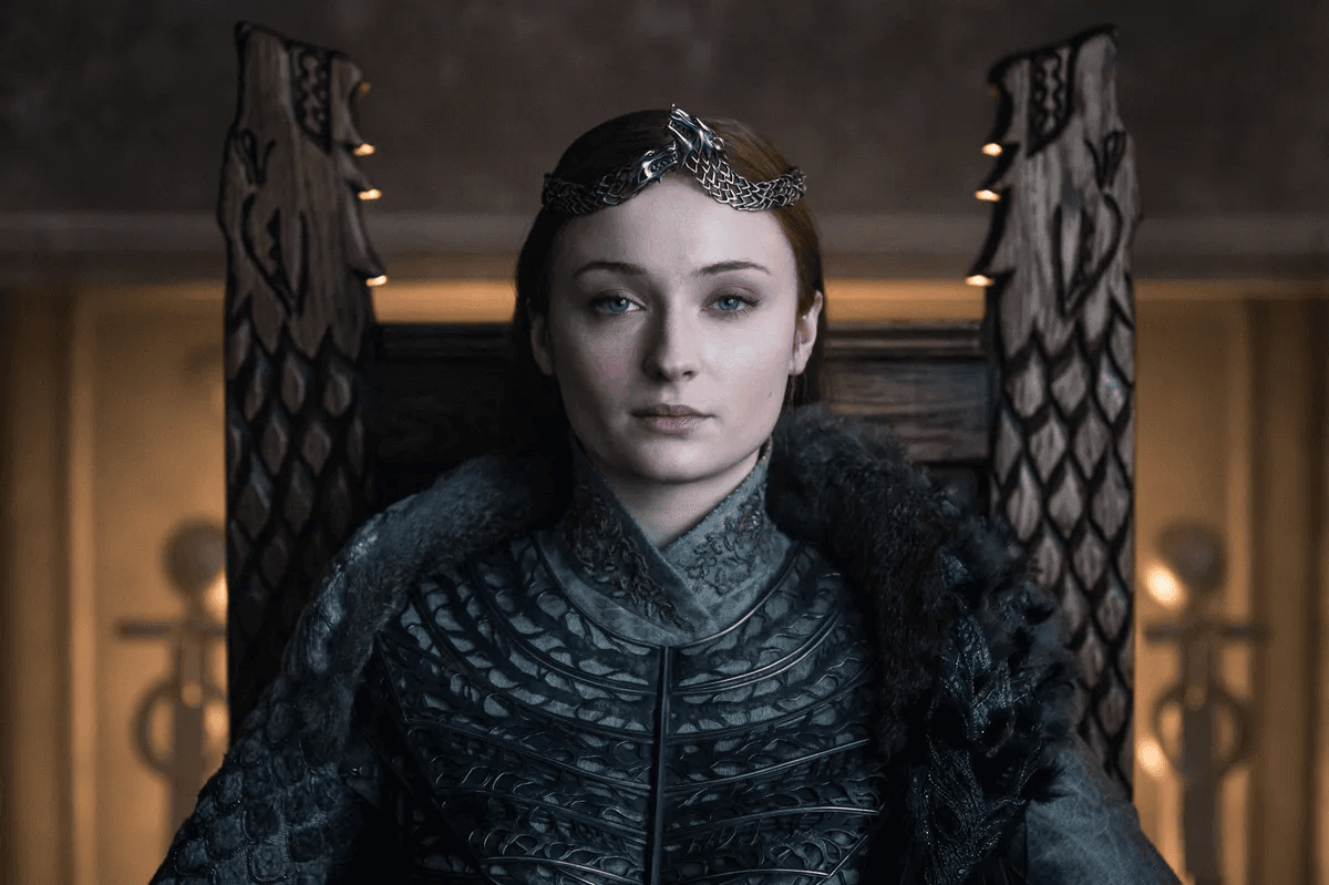 Sophie Turner as Sansa Stark in GOT.