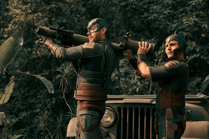 Soldier Boy holding a missile launcher in The Boys