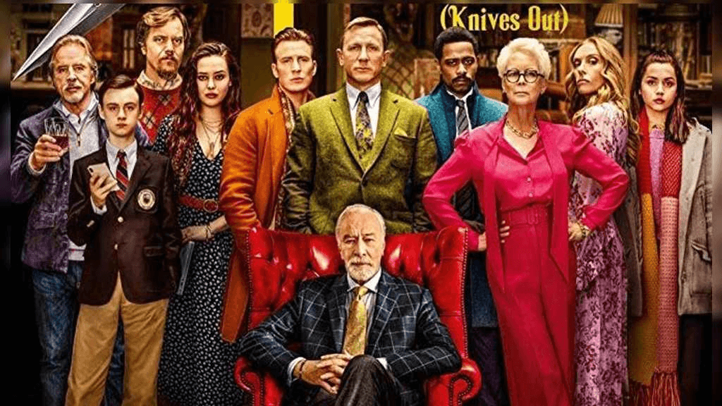 The Thrombey family standing