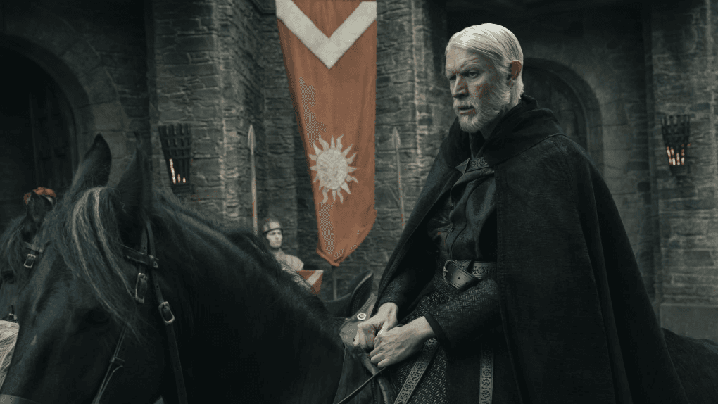 Maekar Targaryen sitting atop a horse in A Knight of the Seven Kingdoms